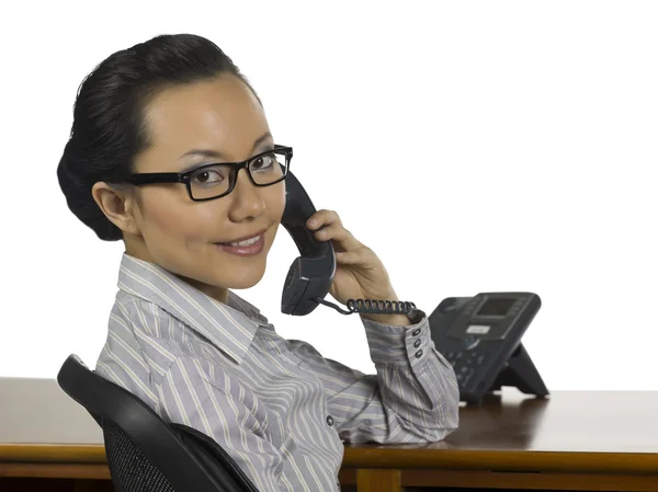 A happy phone operator — Stock Photo, Image