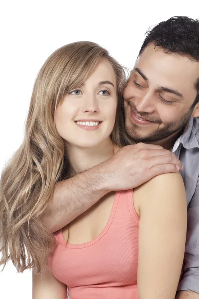 A husband hugging his beautiful wife from the back — Stock Photo, Image