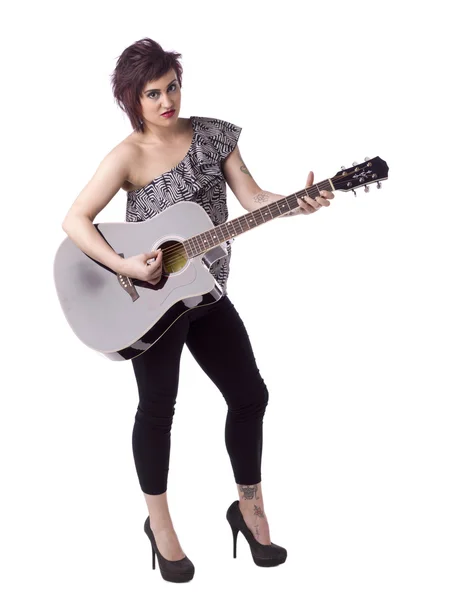 A lady playing guitar — Stock Photo, Image