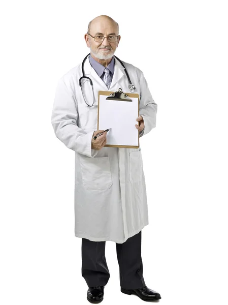 A male doctor showing his medical clipboard Royalty Free Stock Photos