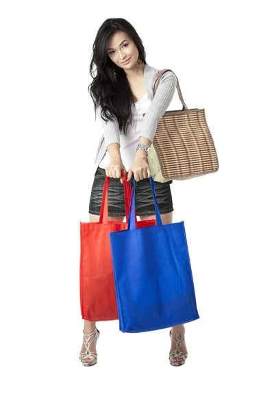 Een shopper met shopping tassen — Stockfoto