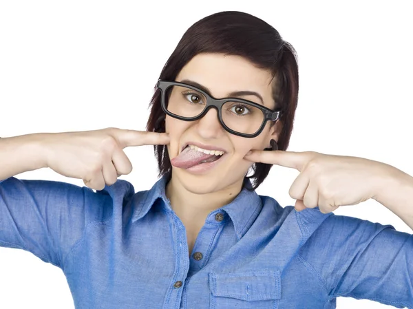 A woman making funny face — Stock Photo, Image