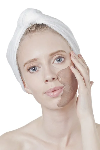 A woman with chocolate mask — Stock Photo, Image