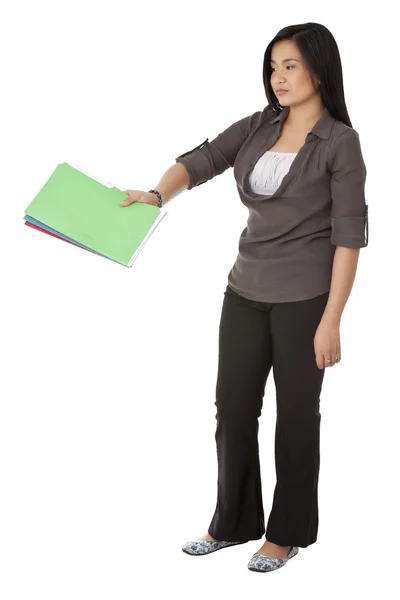 A woman with files — Stock Photo, Image