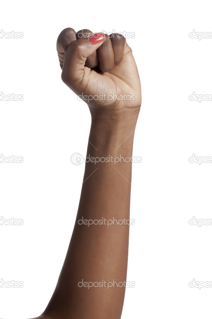 a woman hand with a clenched fist