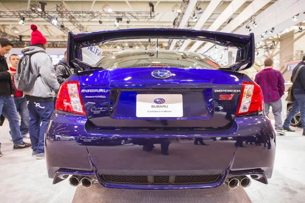 2013 subaru impresz car blue rear view image — Stock Photo, Image