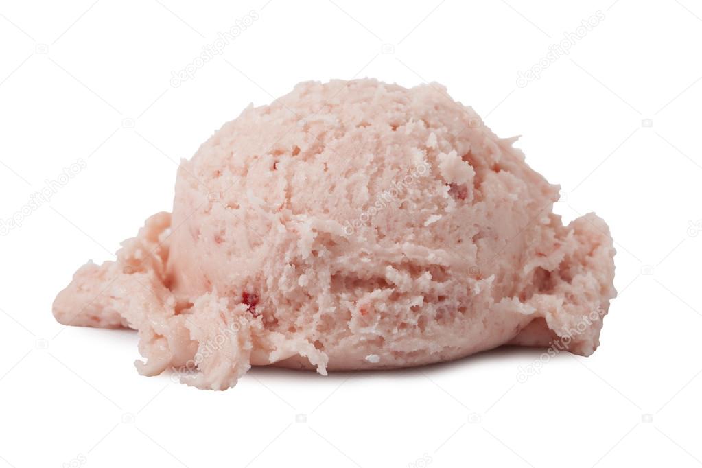 a scoop of strawberry ice cream