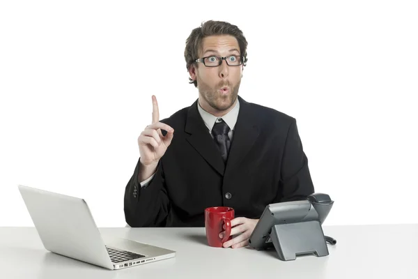 A shocked funny face of a businessman — Stockfoto