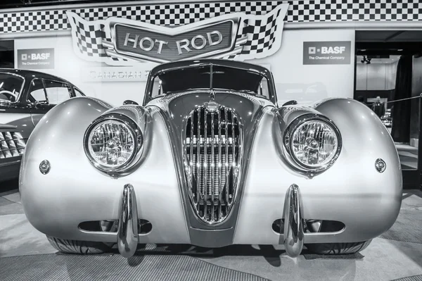 Klasyczne jaguar xk 140 na wystawie samochodów — Zdjęcie stockowe
