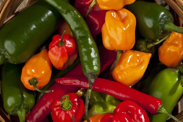 Assortment of hot bell peppers — Stock Photo, Image