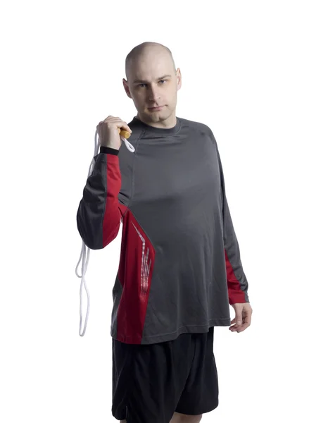 Athletic man with jumping rope — Stock Photo, Image