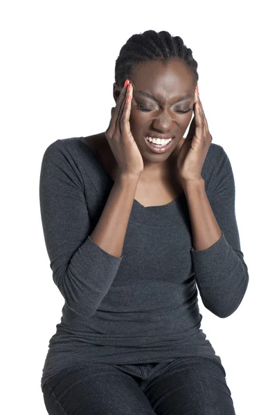 Femme afro-américaine avec mal de tête — Photo