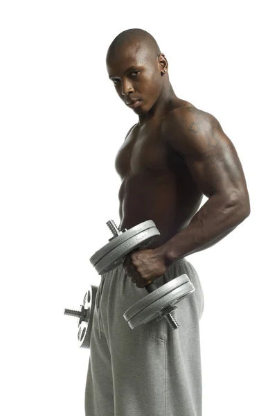 African american man lifting dumbbell — Stock Photo, Image