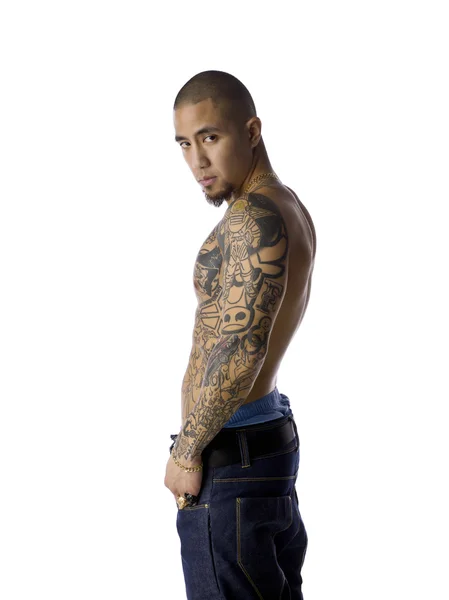 African american man with tattoo — Stock Photo, Image