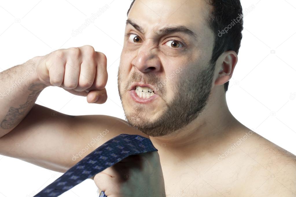 an angry man with a close fist