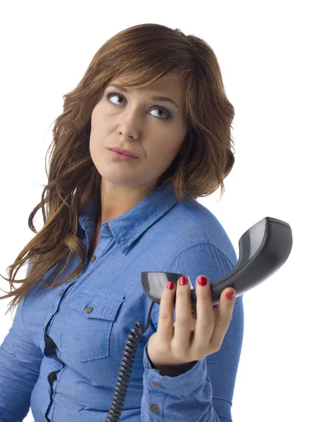 Frau mit Telefon genervt — Stockfoto