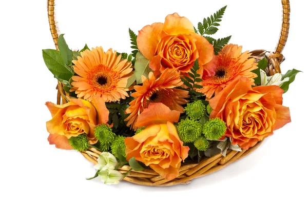 Assorted flowers inside the basket — Stock Photo, Image