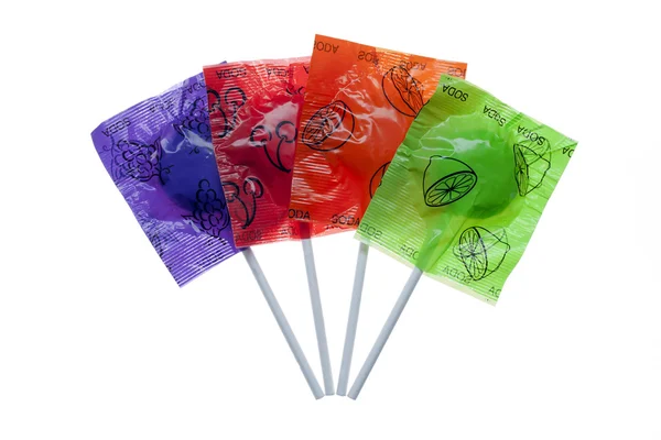 Assorted fruit flavor lollipops — Stock Photo, Image