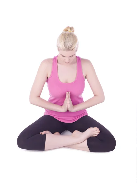 Atractiva dama haciendo ejercicio de yoga —  Fotos de Stock