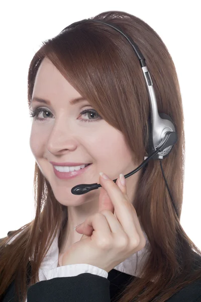 Attractive female phone operator — Stock Photo, Image