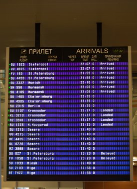 Havaalanına geliş bilgi panosu