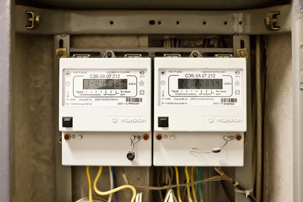 Medidor de eletricidade bifásico — Fotografia de Stock