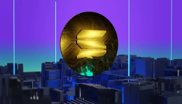 Sci Concept Cryptocurrency Golden Solana Coin Render — Stock Photo, Image