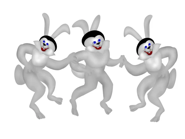 Rabbits on a white background — Stock Photo, Image