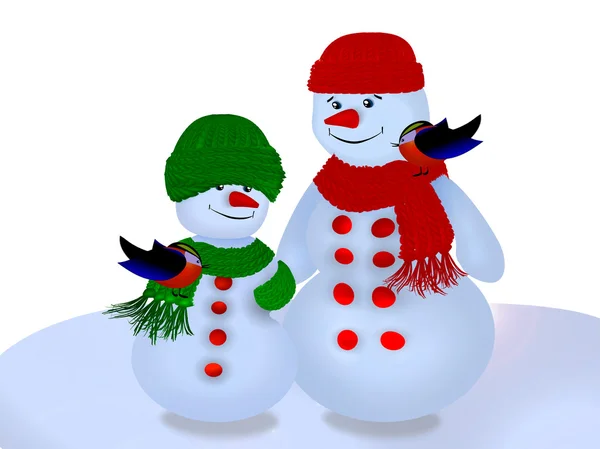 Inverno e boneco de neve — Fotografia de Stock