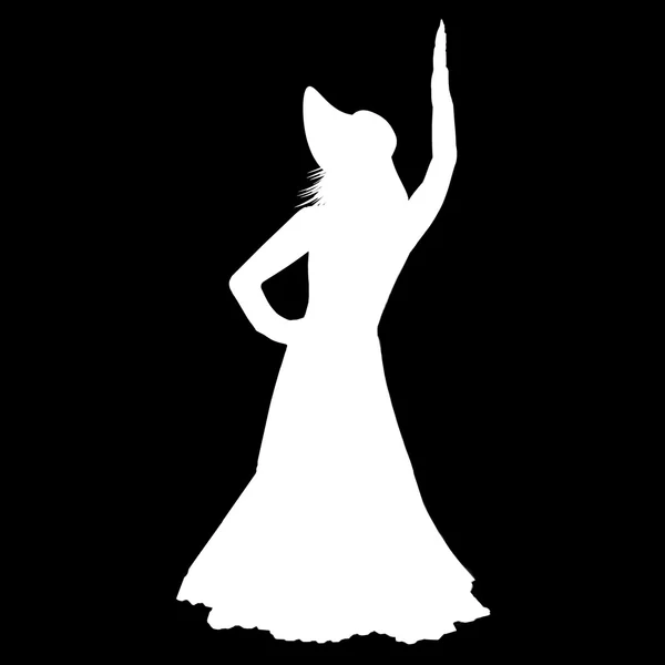 Silhouette eines Mädchens auf schwarzem Hintergrund — Stockfoto