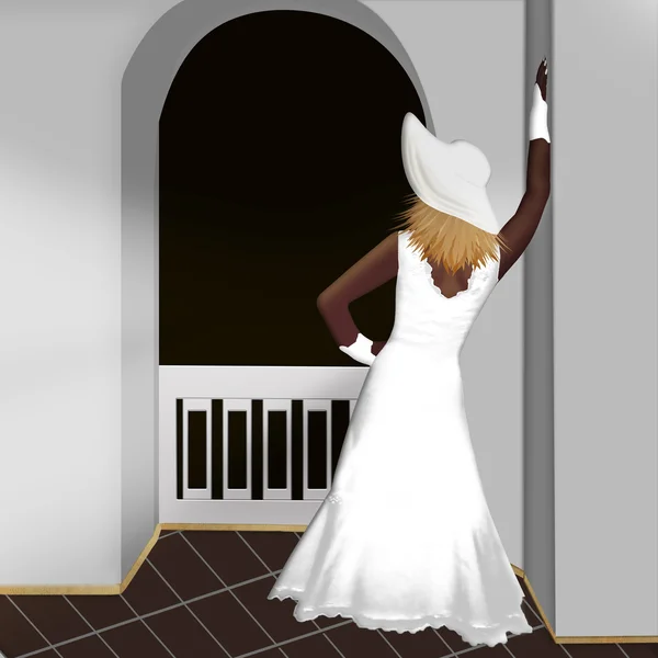La mujer en el balcón —  Fotos de Stock