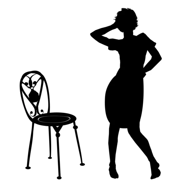 The girl in the chair. Retro. — Stock Photo, Image