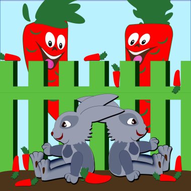 Bunny ve havuç. illüstrasyon.