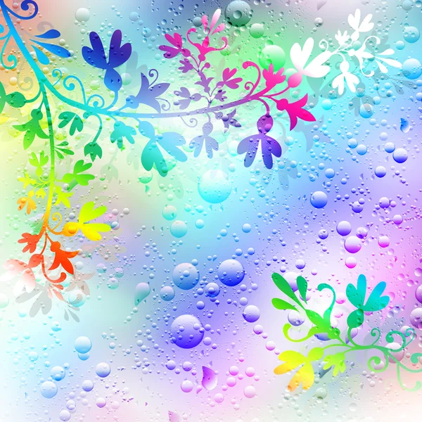 Hintergrund von Blumen und Regentropfen. — Stockfoto