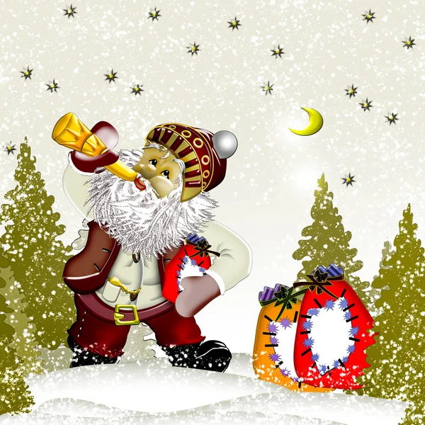 Weihnachtsmann im Wald. — Stockfoto