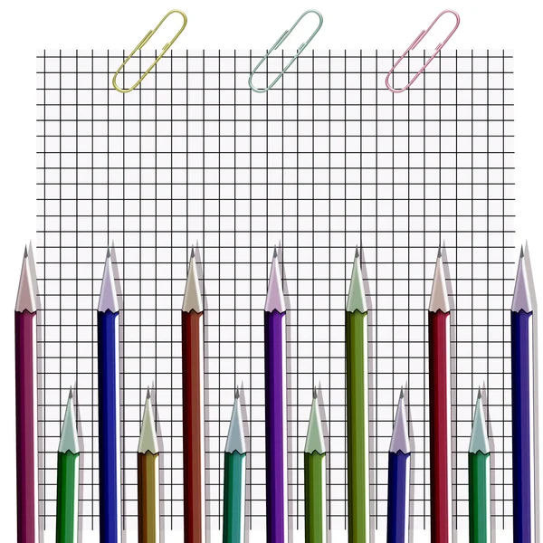 Renkli kurşun kalem ve kağıt. — Stok fotoğraf