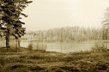 sonbahar. Göl. manzara.