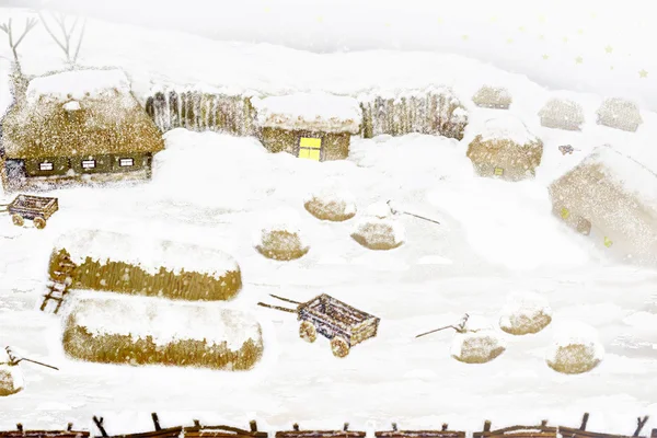 Landsbygdens landskap. vinter. — Stockfoto