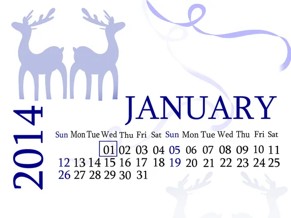 Calendar 2014. January. — Stock Photo, Image