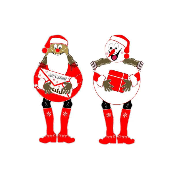 假期。圣诞老人和雪人 — 图库照片