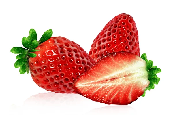 Strawberry vit bakgrund — Stockfoto