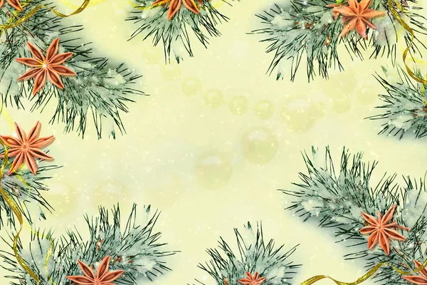 Размытое Прошлое Рождественская Елка Украшена Яркими Игрушками Поздравительная Открытка — стоковое фото