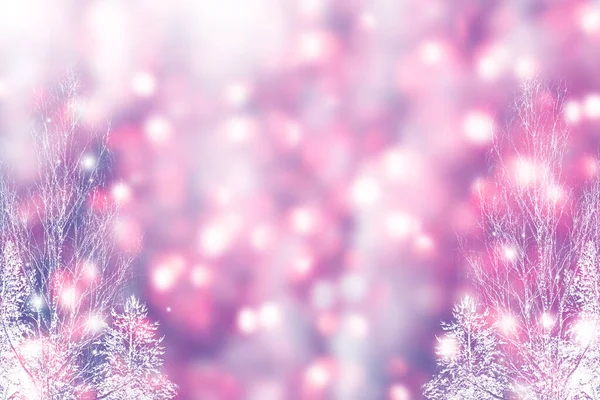 Поздравительная Открытка Замороженный Зимний Лес Заснеженными Деревьями Открытый — стоковое фото