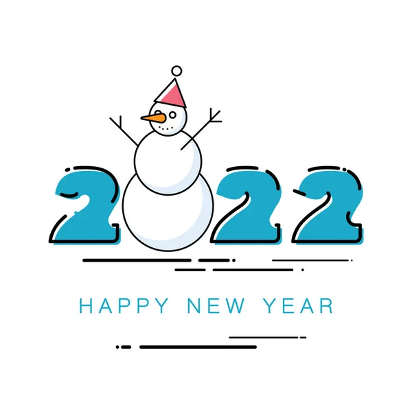 2022 Έτοιμοι Concept Νέο Έτος 2022 Banner Έναν Χιονάνθρωπο Μπλε — Διανυσματικό Αρχείο