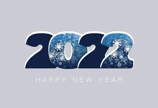 Gelukkig Nieuwjaar 2022 Creatief Ontwerp Van Blauw Witte Cijfers Wintersneeuw — Stockvector