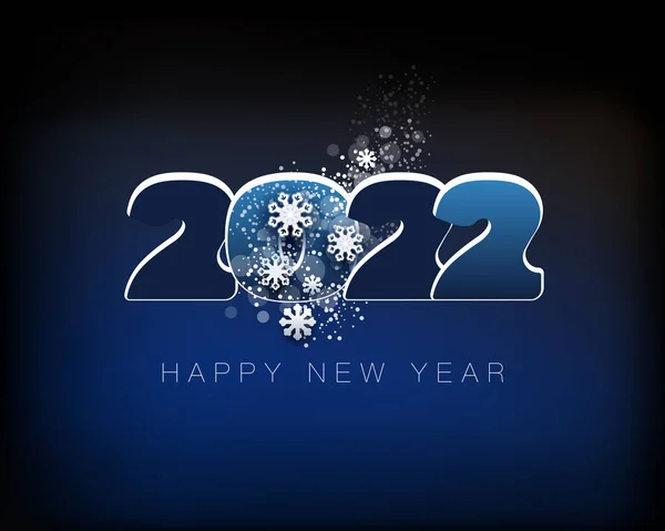 Καλή Χρονιά 2022 Δημιουργικός Σχεδιασμός Μπλε Λευκών Αριθμών Χειμερινό Χιόνι — Διανυσματικό Αρχείο