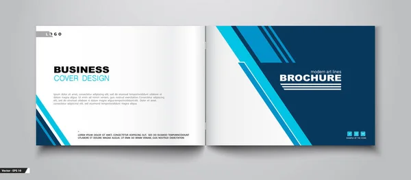 Zakelijke Brochure Ontwerp Blauw Wit Abstracte Geometrische Lijnen Tekst Technische — Stockvector