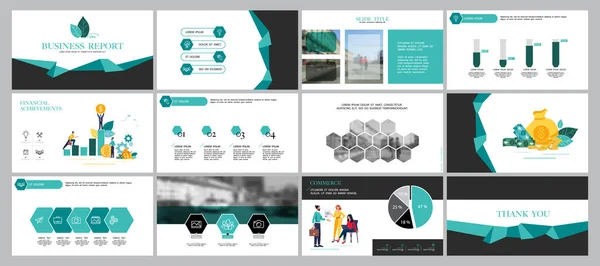 Turkoois Business Presentatie Infographic Elementen Ontwerp Template Witte Achtergrond Teamwork — Stockvector