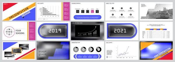 Business Template Presentation Elements Infographic Slide White Background Multicoloured Design — Stock Vector