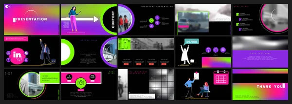 Бизнес Презентация Инфографика Powerpoint Цветные Элементы Черный Фон Набор Новые — стоковый вектор